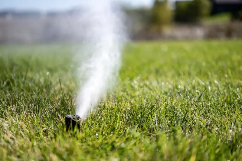 Sprinkler system being drained for winter